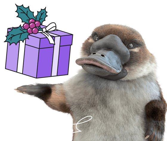 утконос с подарком