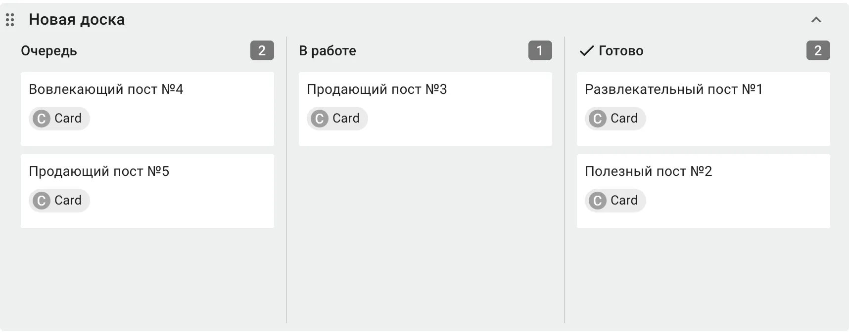 Канбан-доска с контент-планом: продающие, полезные и развлекательные посты