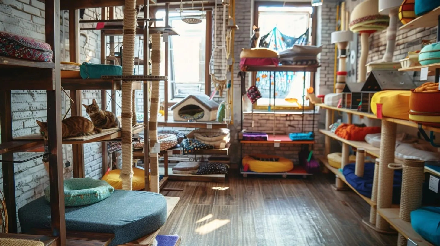 Ассортимент зоотоваров и аксессуаров для домашних животных: шлейки, одежда, лежанки и обувь